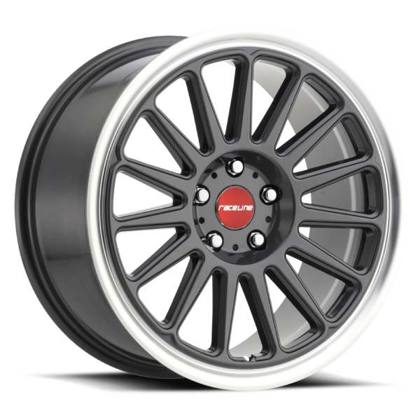 Gloss Gunmetal Machined-Lip-Red-Logo